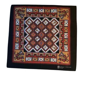 Vintage Paris Bandana Native American Southwest Black Red Made In The USA Scarf